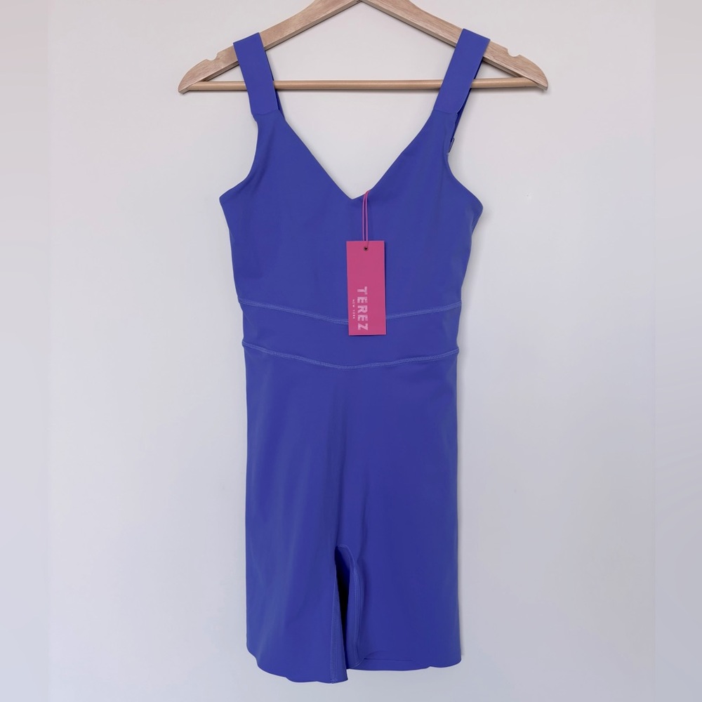 NWT Terez Action Short Bodysuit in Cornflower Blue, XS